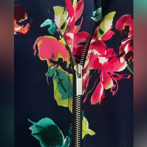 Susan Graver Blue Floral Bomber Jacket XL - Picture 2 of 7